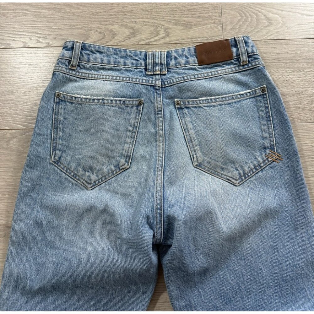 Anine Bing Etta Button Fly Straight Leg Classic Blue Women's Jeans - Picture 6 of 14